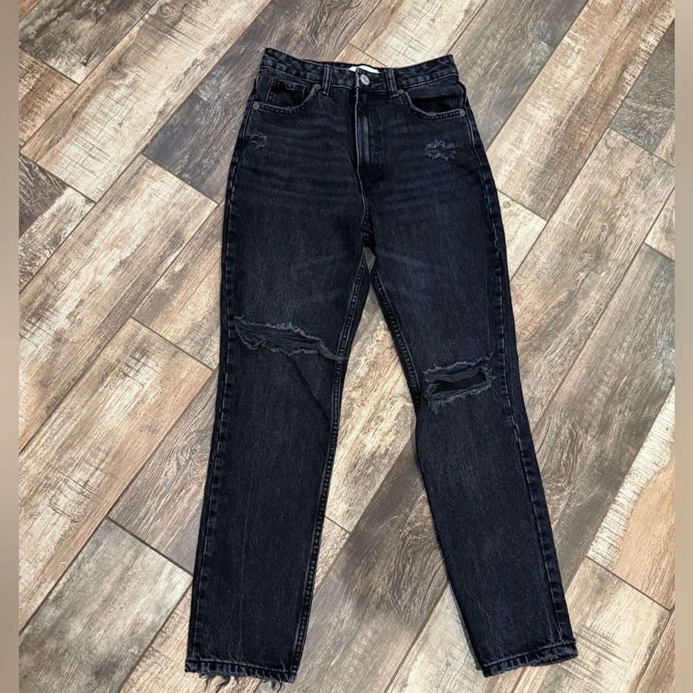 Zara Straight Leg Black Denim Size 0